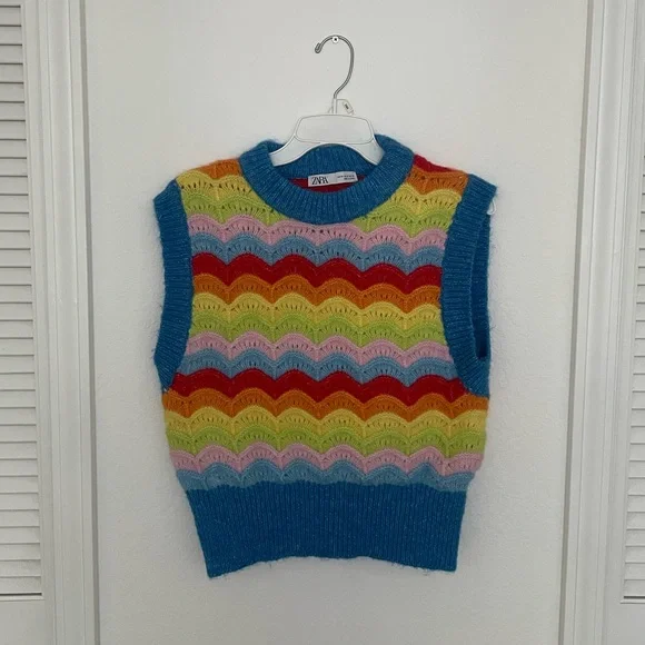 アウターその他 YESEYESEE Rainbow Knit Vest Cream yeseyesee Rainbow Knit Vest - Cream | International Store